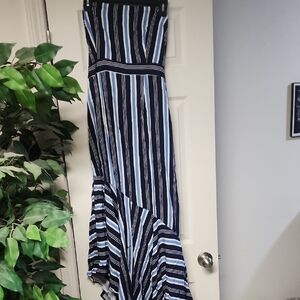 NWT New York And Company Asymmetrical Striped Dress - Blue And White